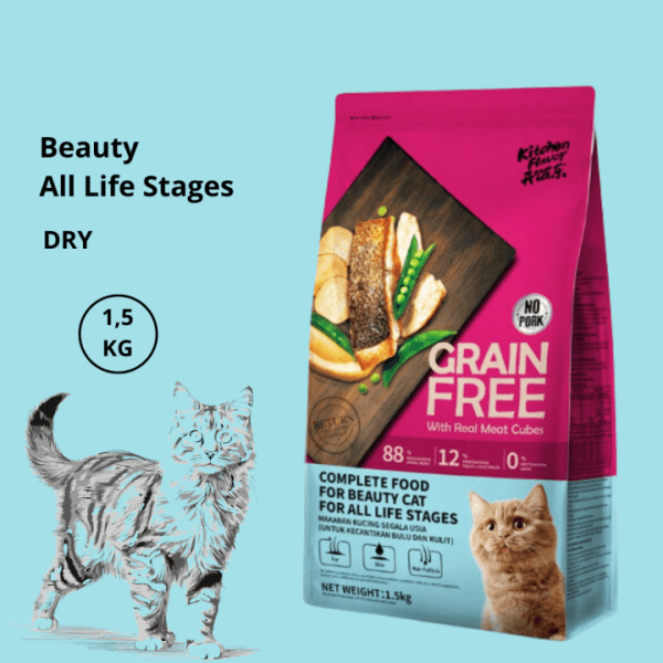 Kitchen Flavor Grain Free Beauty Complete Cat Food for All Life Stages -1.5kg