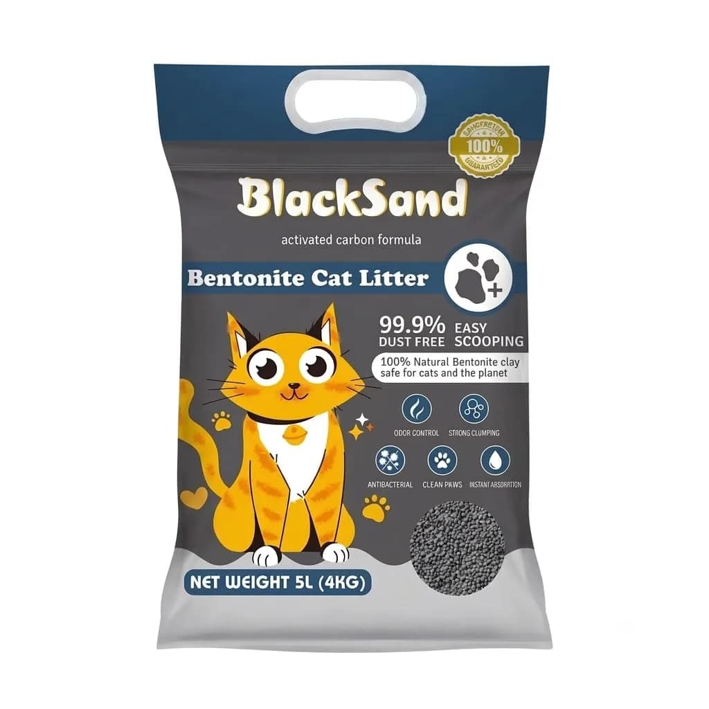 Black Sand Activated Carbon Clumping Cat Litter – 5L